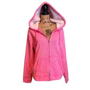 City Streets Girls Sherpa Lined Full Zip Hoodie Jacket Pink‎ Size 1X Junior Plus